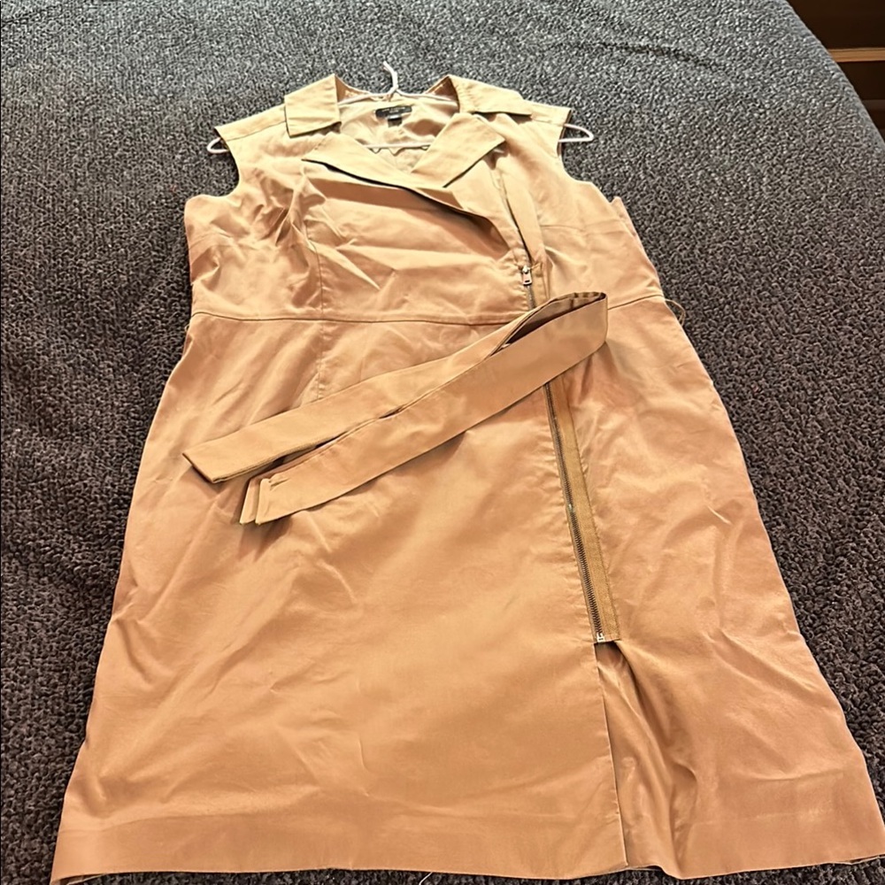 Sleeveless Camel Dress with Belt